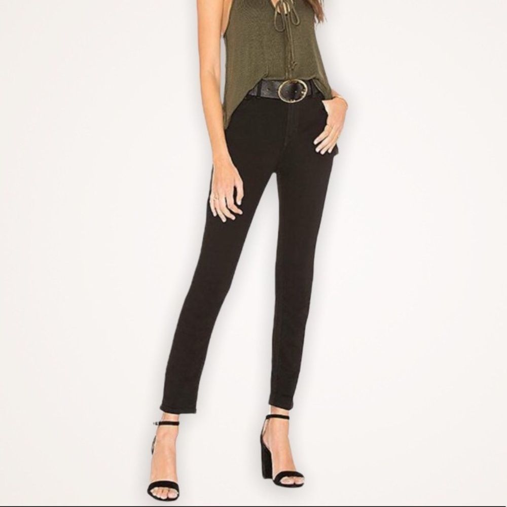 FREE PEOPLE Long And Lean High Rise Black Skinny Jeans